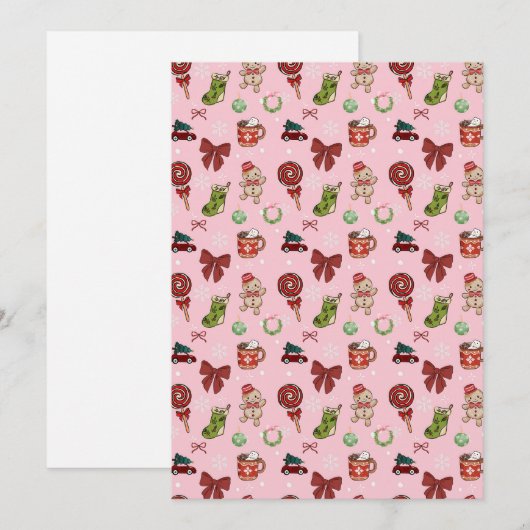 Adorable Pink Holiday Party Invitation 招待状 (正面/裏面)