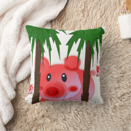 Adorable Pink Pig Throw Pillow  クッション