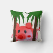 Adorable Pink Pig Throw Pillow クッション (裏面)