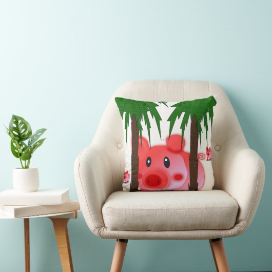 Adorable Pink Pig Throw Pillow  クッション (椅子)
