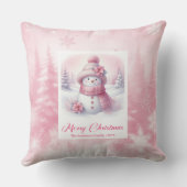 Adorable Pinkmas Snowman Christmas Pillow Decor クッション (裏面)