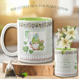 Adorable Plant Kindness Green Garden Chic Gnome ツートーンマグカップ