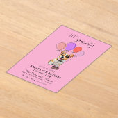 Adorable Playful Pink Corgi Birthday Customizable アクリル招待状 (レイダウン)