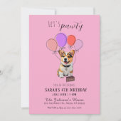 Adorable Playful Pink Corgi Birthday Customizable 招待状 (正面)