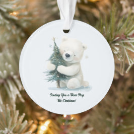 Adorable Polar Bear Hugging Christmas Tree, Cute  オーナメント
