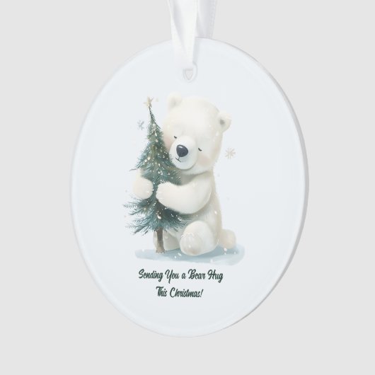 Adorable Polar Bear Hugging Christmas Tree, Cute  オーナメント (正面)