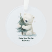 Adorable Polar Bear Hugging Christmas Tree, Cute  オーナメント (正面)