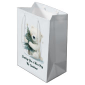 Adorable Polar Bear Hugging Christmas Tree, Cute  ミディアムペーパーバッグ (裏面アングル)