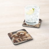 Adorable Poodle Personalized Coaster Set コースター (右側)