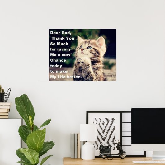 Adorable Praying Kitten Poster ポスター (ホームオフィス)