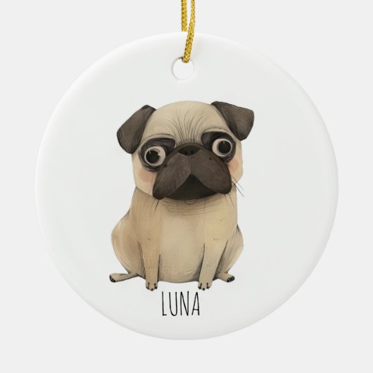Adorable Pug セラミックオーナメント (正面)