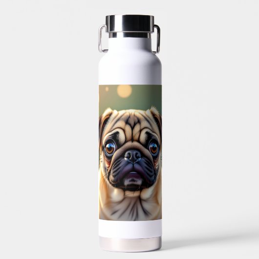 Adorable Pug Close up | Cute Dog Personalized ウォーターボトル (正面)