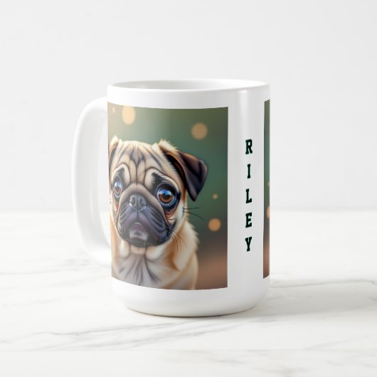 Adorable Pug Close up | Cute Dog Personalized コーヒーマグカップ (正面左)