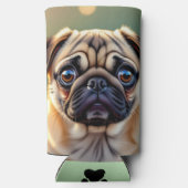Adorable Pug Close up | Cute Dog Personalized スリム缶クーラー (裏面)