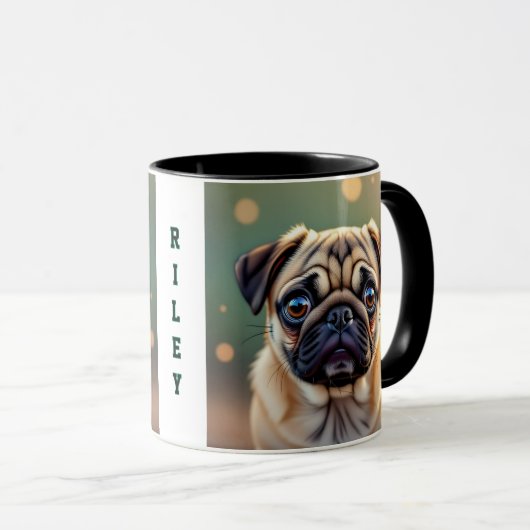 Adorable Pug Close up | Cute Dog Personalized マグカップ (正面右)