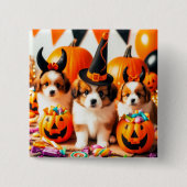 Adorable puppies halloween 缶バッジ (正面)