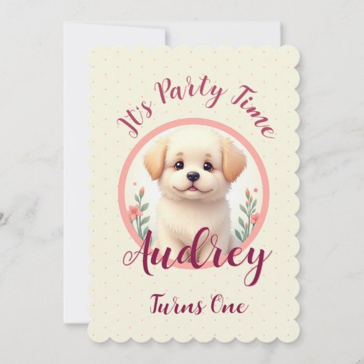 Adorable Puppy Dog 招待状 (正面)