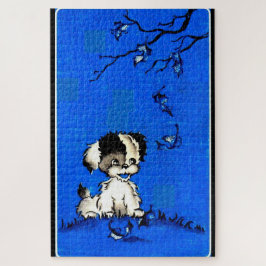 adorable puppy in autumn ジグソーパズル