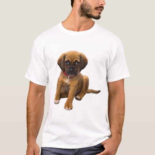 Adorable Puppy with Red Collar Tシャツ (正面)
