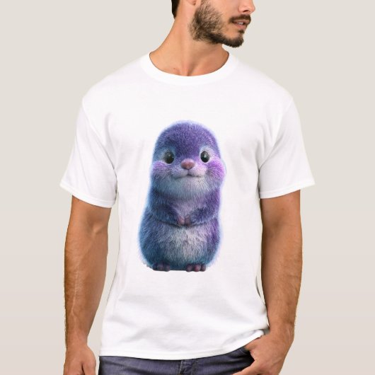 Adorable Purple Furry Creature Portrait Men Tシャツ (正面)