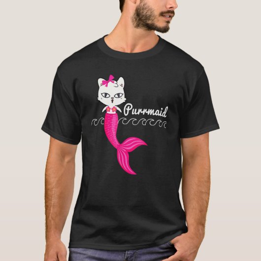 Adorable Purrmaid White Cat Cute Mermaid Beach Gir Tシャツ (正面)