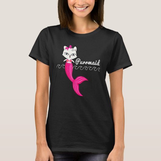 Adorable Purrmaid White Cat Cute Mermaid Beach Gir Tシャツ (正面)