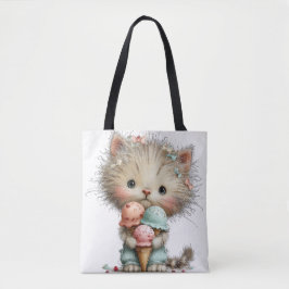 ADORABLE QUIRKY SUMMER THEMED KITTEN トートバッグ