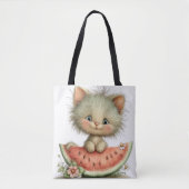 ADORABLE QUIRKY SUMMER THEMED KITTEN トートバッグ (正面)