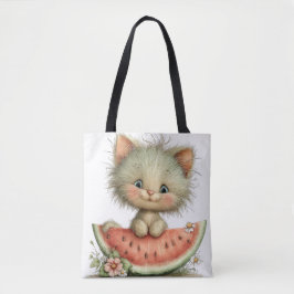 ADORABLE QUIRKY SUMMER THEMED KITTEN トートバッグ