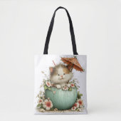 ADORABLE QUIRKY SUMMER THEMED KITTEN トートバッグ (正面)