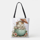 ADORABLE QUIRKY SUMMER THEMED KITTEN トートバッグ (裏面)