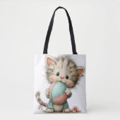 ADORABLE QUIRKY SUMMER THEMED KITTEN トートバッグ (正面)
