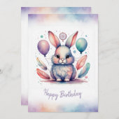 Adorable Rabbit BunnyLonghorn Happy Birthday シーズンカード (正面/裏面)