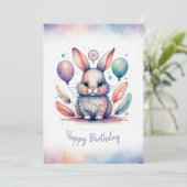 Adorable Rabbit BunnyLonghorn Happy Birthday シーズンカード (スタンド正面)