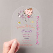 Adorable Rainbow Pink Stick Figure Ballerina Girl アクリル招待状 (インサイチュ (ポータブル))