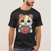 Adorable Ramen Kitty - Cute Noodle Cat Tシャツ (正面)