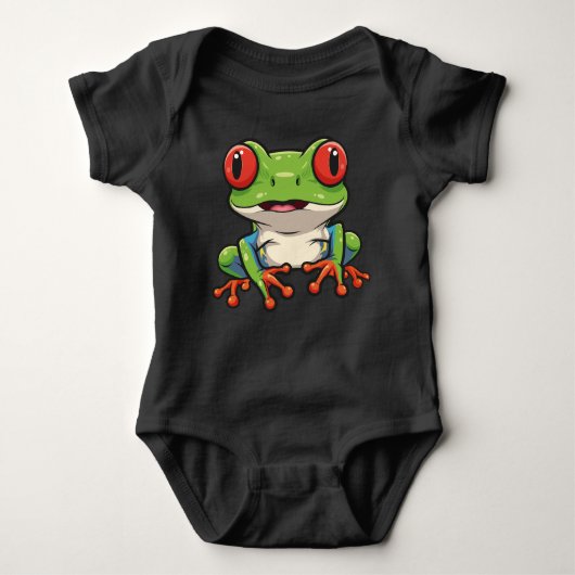 Adorable Red-Eyed Tree Frog Baby Bodysuit ベビーボディスーツ (正面)
