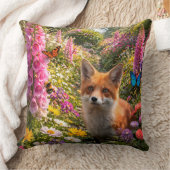Adorable red fox and enchanted wildflower garden t クッション (ブランケット)