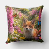 Adorable red fox and enchanted wildflower garden t クッション (裏面)