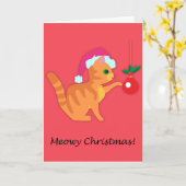 Adorable Red Tabby Kitten Christmas カード (黄色い花)
