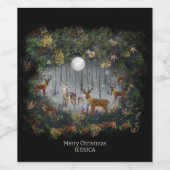 Adorable Reindeer At Night ワインラベル (シングルラベル)