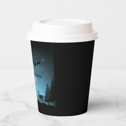 Adorable Reindeer At Night 紙コップ (左)