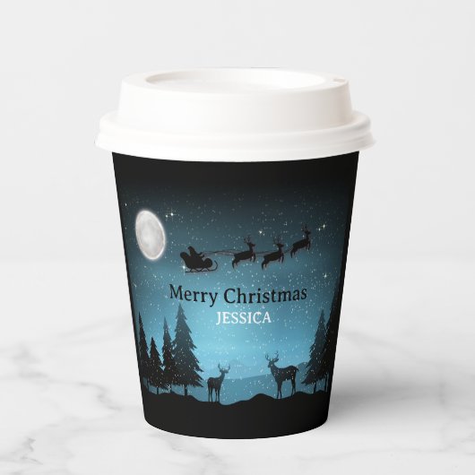 Adorable Reindeer At Night 紙コップ (正面)