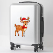 Adorable Reindeer Wearing Santa Hat シール (スーツケース)
