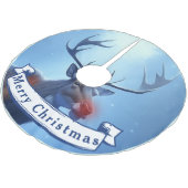 Adorable Reindeer Winter Wonderland Holiday ブラッシュドポリエステルツリースカート (アングル)