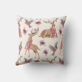 Adorable reindeers, birds, flowers クッション (裏面)