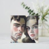 Adorable Retro Photo Ecru Paper Save the Date 招待状 (スタンド正面)