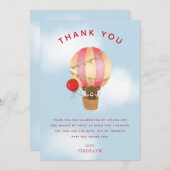 Adorable rojos Globo Aerostático Cumpleaños サンキューカード (正面/裏面)