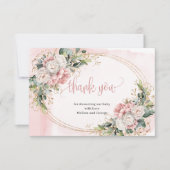 Adorable Rose Gold Floral Greenery Thank You Card サンキューカード (正面)