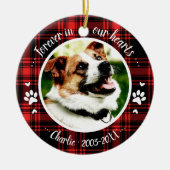 Adorable Rustic Dog Pet Memorial Custom Photo セラミックオーナメント (正面)